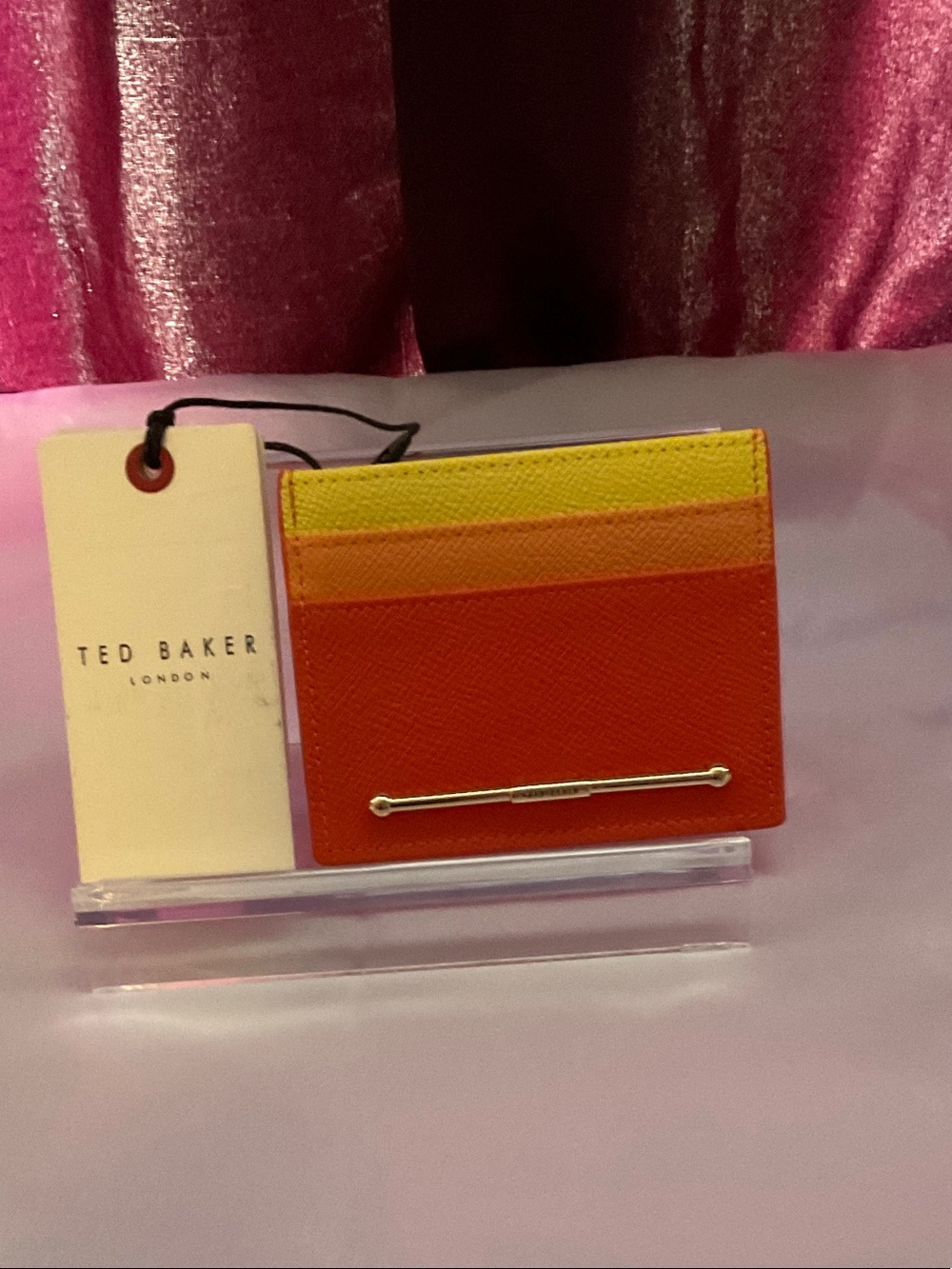 Ted Baker Orange and Yellow Colorblock Card Holder